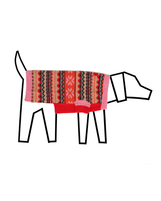 Merino Wool Fairisle Floral Dog Sweater in Pink (FINAL SALE)