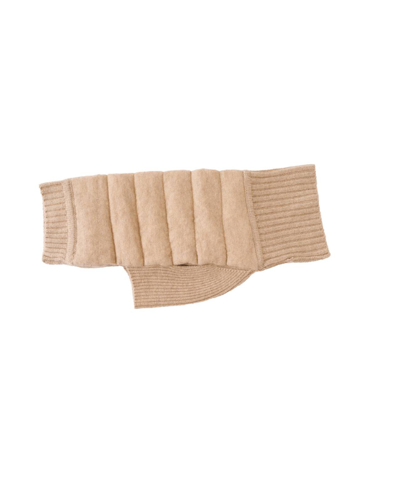 The Cashmere Puffer Dog Sweater in Tan