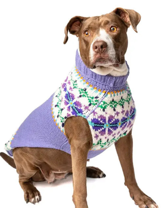 Lavender Flowers Wool Dog Sweater (FINAL SALE)