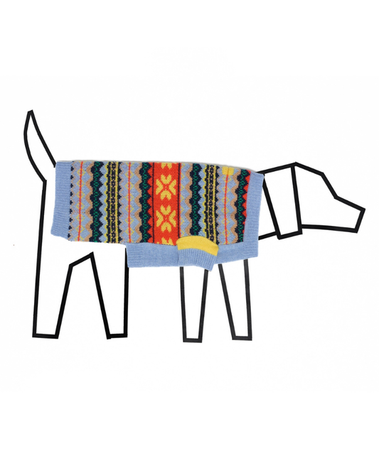Merino Wool Fairisle Floral Dog Sweater in Blue (FINAL SALE)