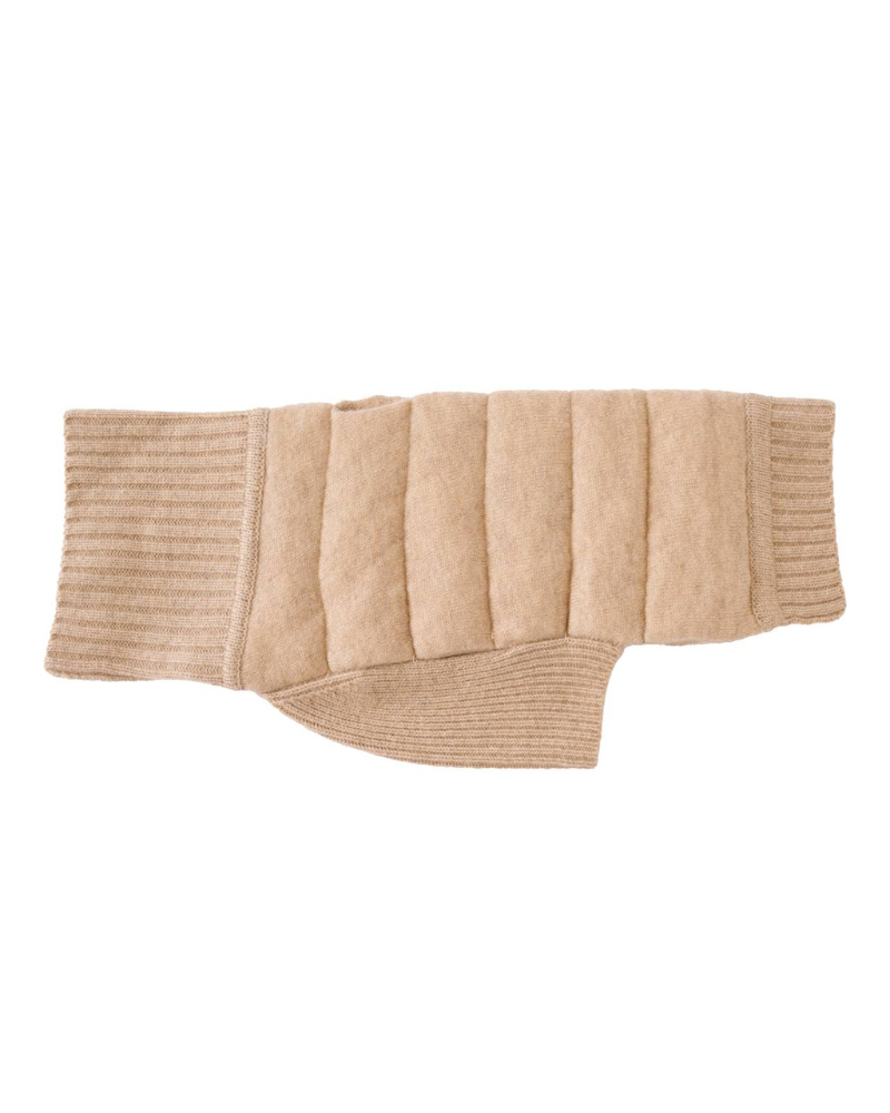 The Cashmere Puffer Dog Sweater in Tan